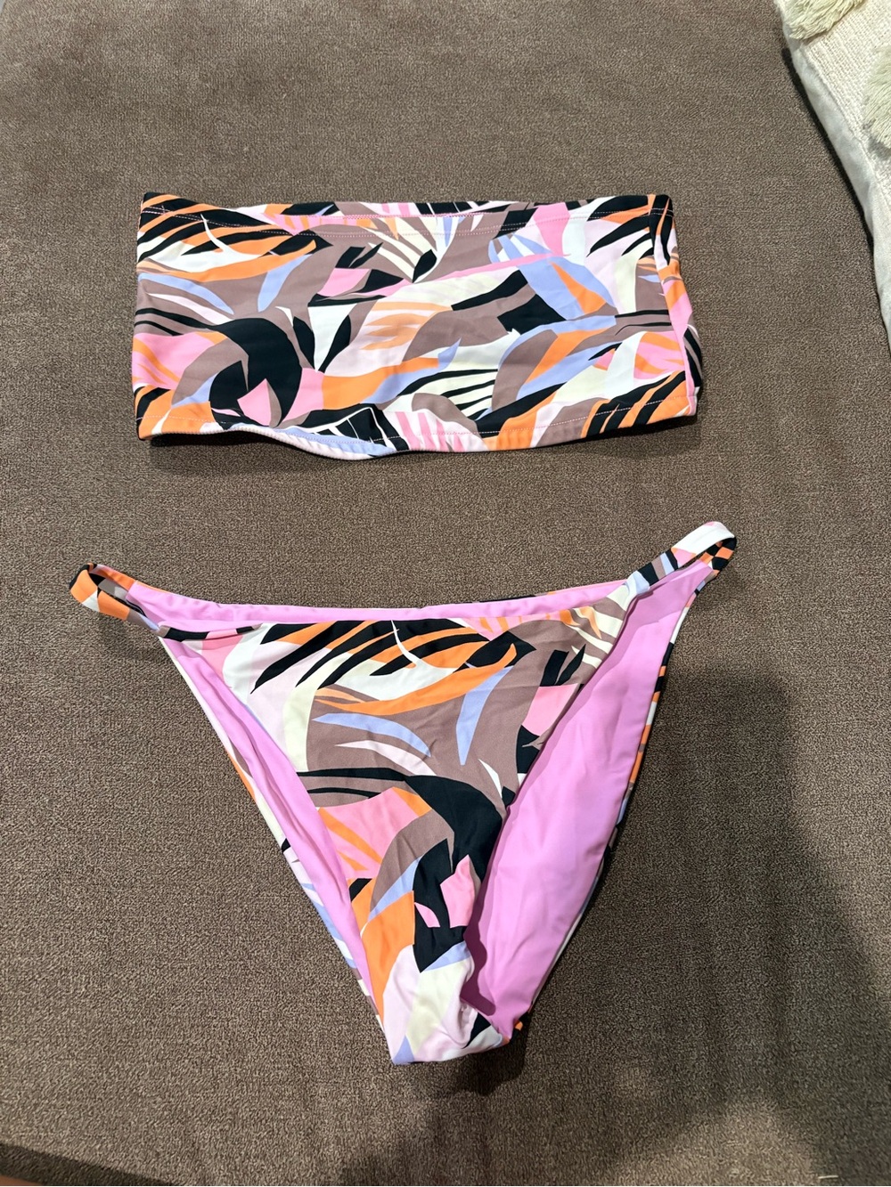 Colorful Abstract Print Bandeau Bikini Set